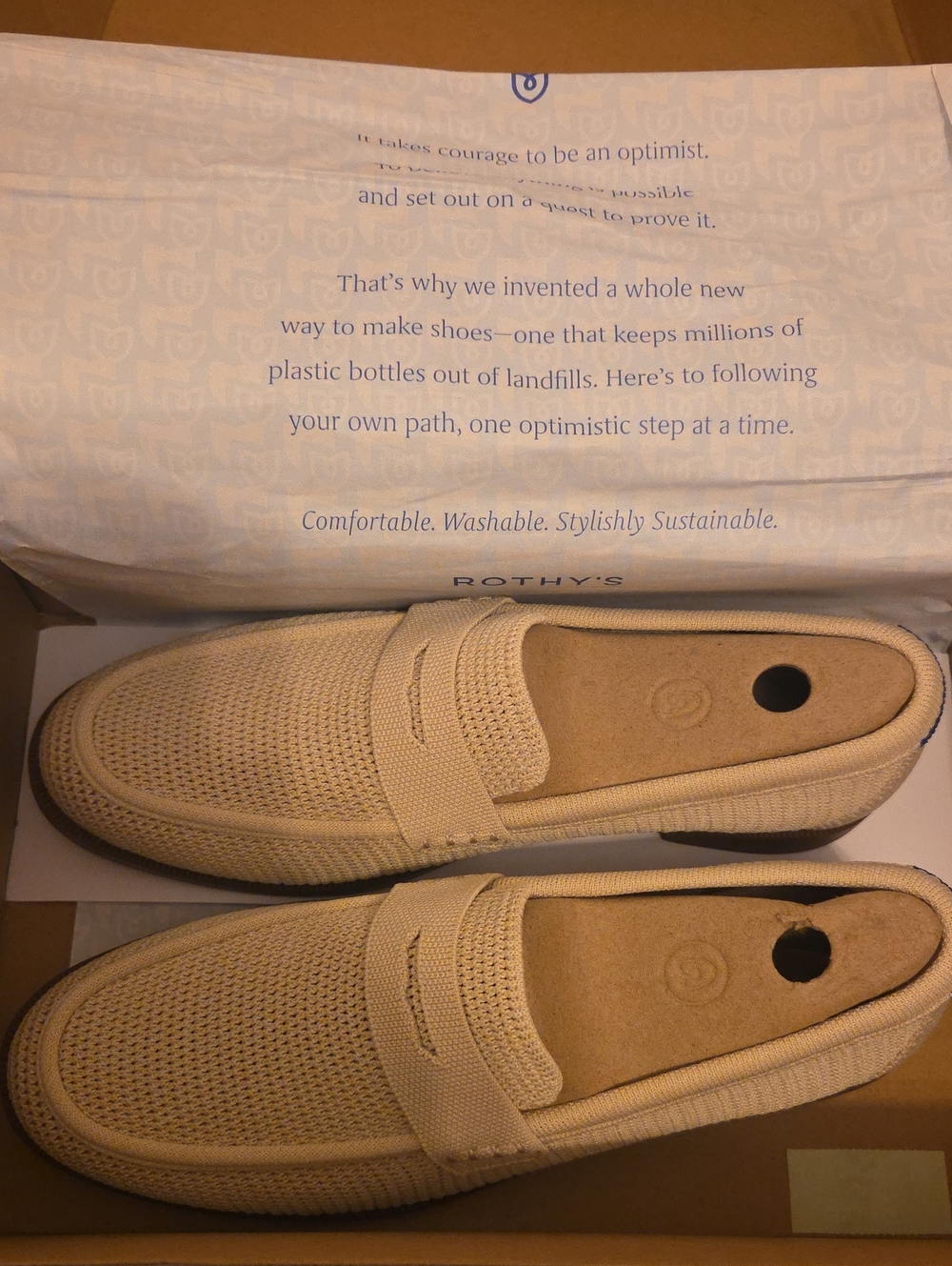 Rothy's Women’s Cream Raffia Knit Penny Loafers Sz 10.5